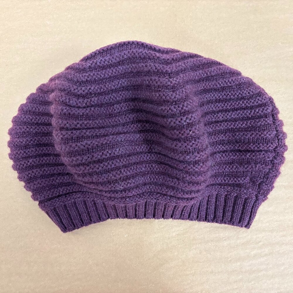 NWT Cashmere Raffello Bettini Knit Beret - Plum